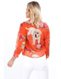 Orange summer shirt with flowers MP26186 - Online store - Boutique